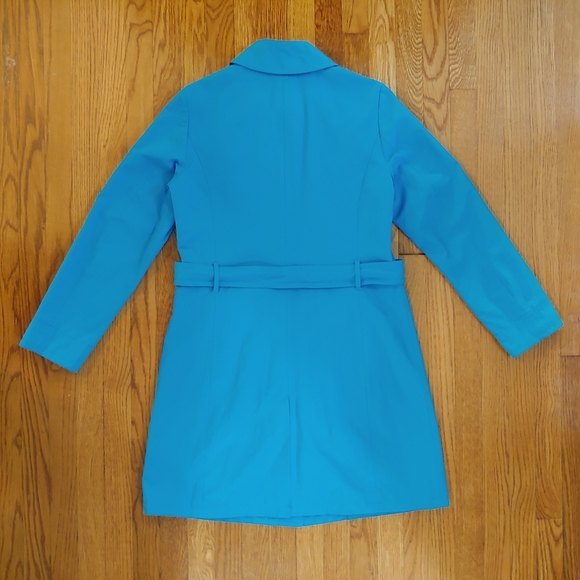 LANDS' END Sz S TALL Women's Belted Blue Trench Coat Single-Breasted Epaulets - Picture 4 of 9